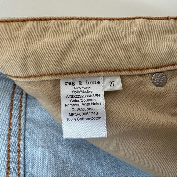 Rag & Bone Alex High-Rise Straight Leg Jeans in Primrose With Holes Size 27 - Picture 7 of 7